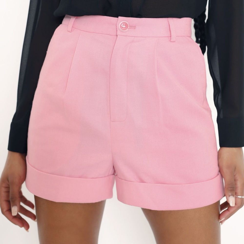 High-Waist Pink Tailored Women’s Shorts